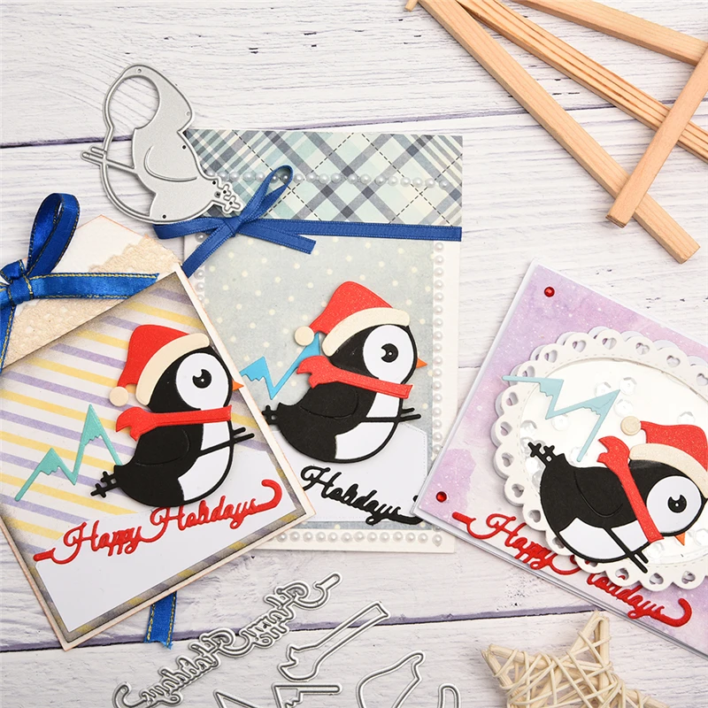 DiyArts Happy Holiday Ski Penguin Metal Cutting Dies Photo Album Embossing Mold Craft Stencil Templates for Diy Scrapbooking New | Дом и сад
