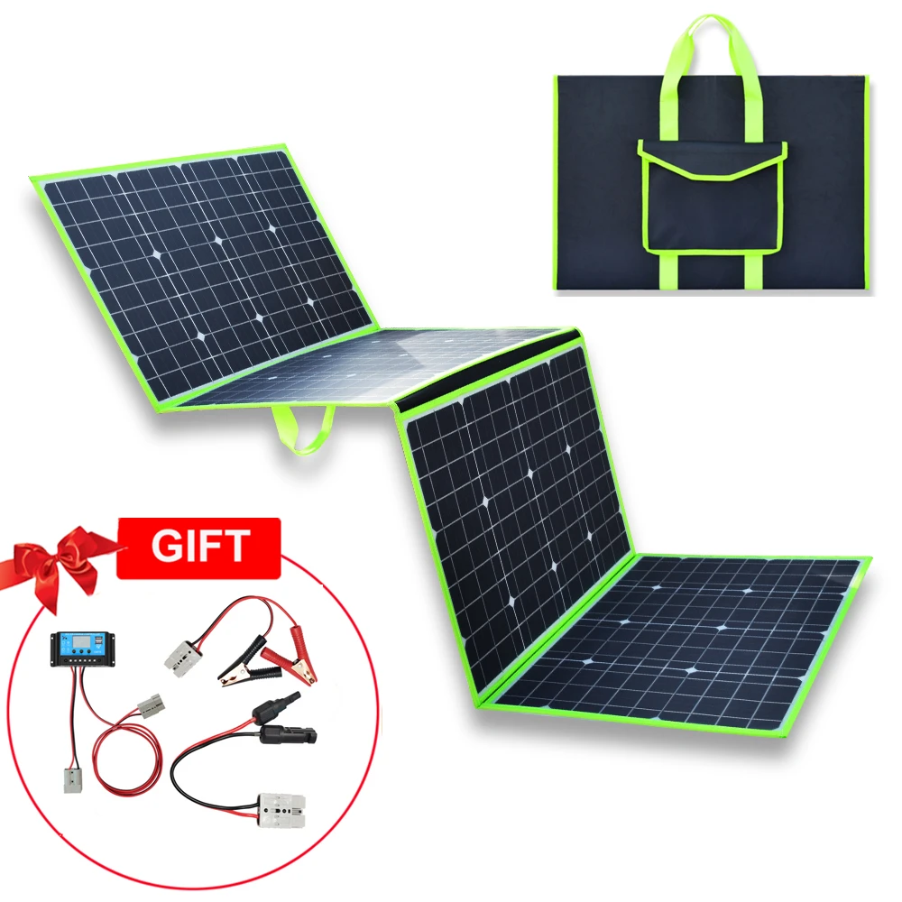 

200 Вт Складная солнечная панель монокристаллическая ячейка портативный солнечный генератор складной 12 В/24 В комплект зарядного устройства ...