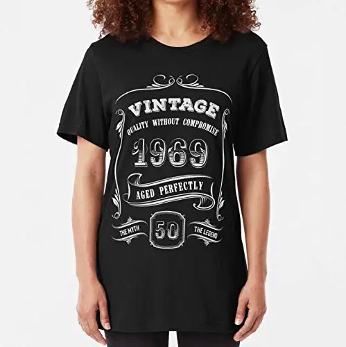 1969 винтажная облегающая футболка в подарок на 50 й день рождения унисекс