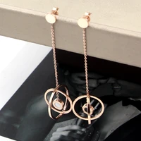 fashion hollow ball hanging roman numerals black and white double sided shell rose gold earrings for women jewelry