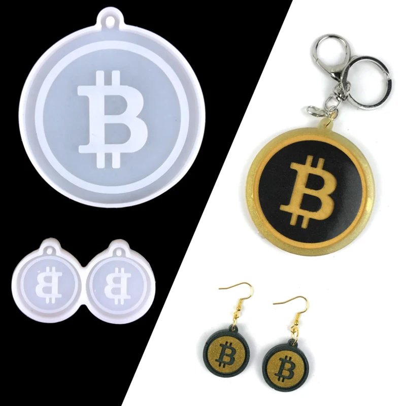 

Bitcoin Shape Keychain Epoxy Resin Mold DIY Jewelry Earrings Necklace Pendant Silicone Mold Jewelry Molds for Resin Casting