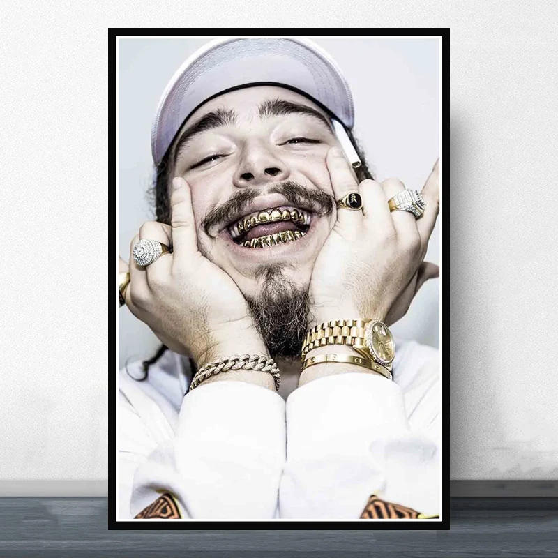 

Canvas Oil Painting Gift Post Malone Rapper Hip Hop Music Singer Star Poster Prints Art Wall Pictures Living Room Home Decor