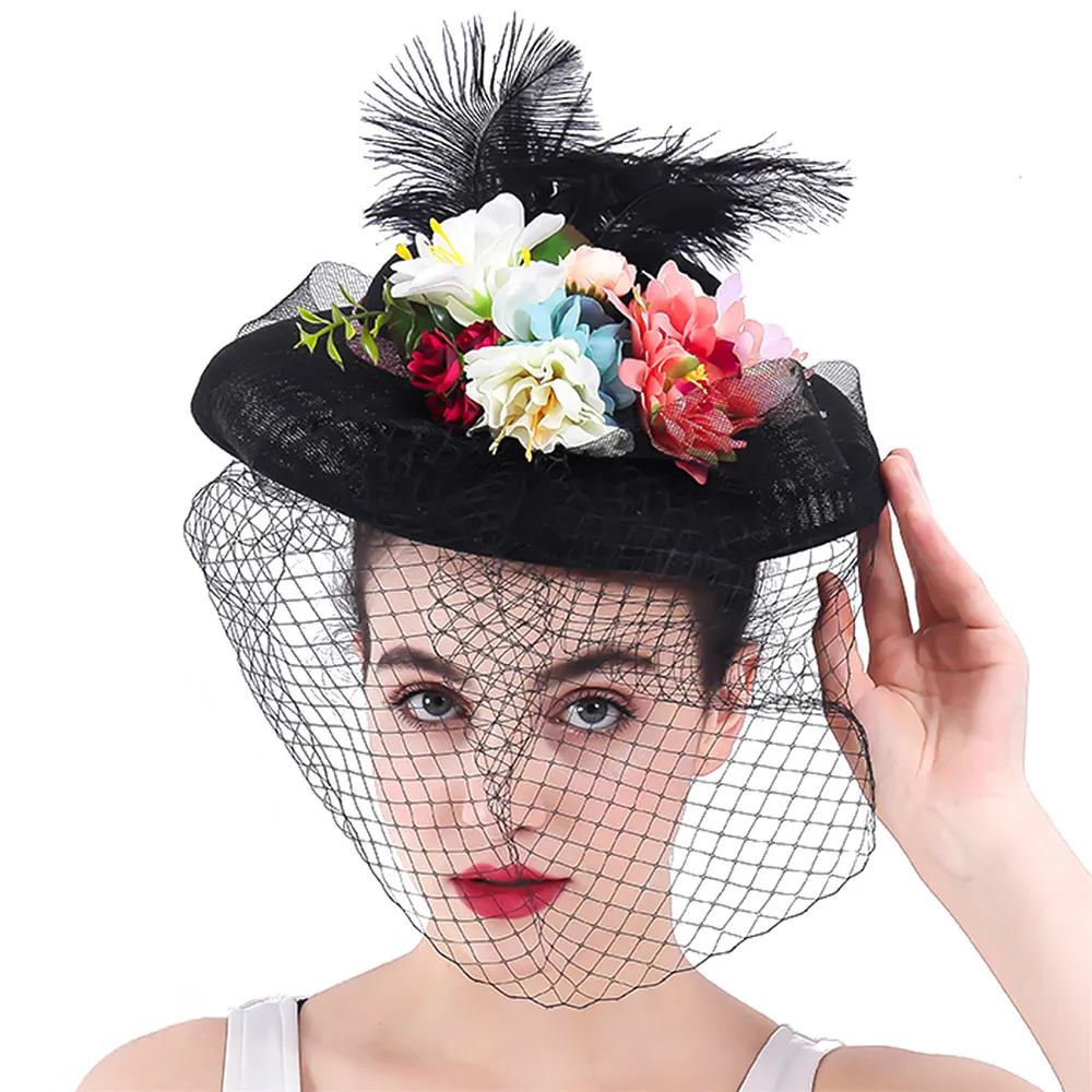 Шляпка-Вуалетка женская с бантом Элегантная Модная кепка цвета слоновой кости