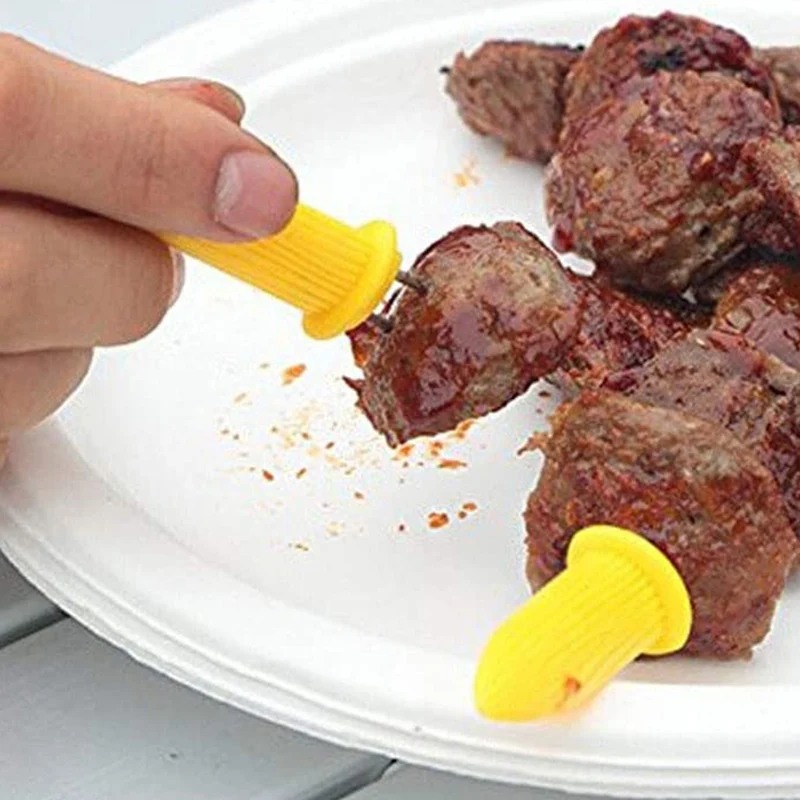

10/1pcs Skewers Useful Stainless Steel High Temperature Resistance Barbecue Corn Needle Twin Needle Safe Corn Fork Yellow BBQ