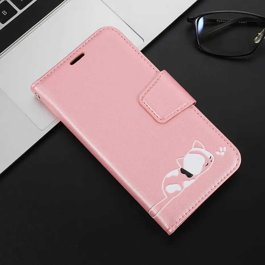 Кожаный чехол с откидной крышкой для samsung Galaxy S10 E S9 J4 J6 A7 A6 плюс A10 A20 E A30 A40 A50 A70 милый кошелек с котами чехол для телефона