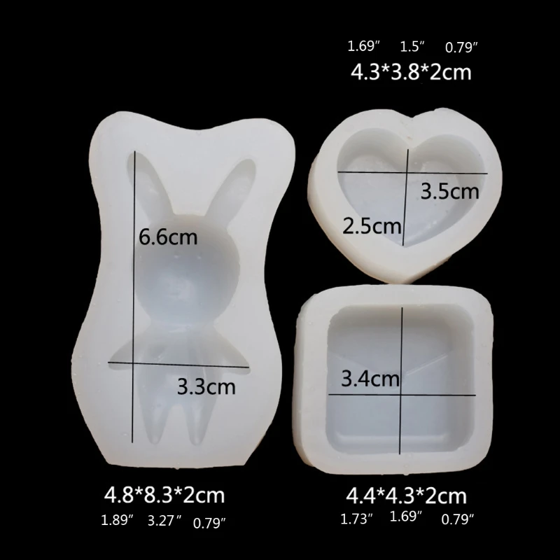 

3Pcs Cartoon Rabbit Heart Resin Molds Love Letter Mold Kit Art Crafts Tools