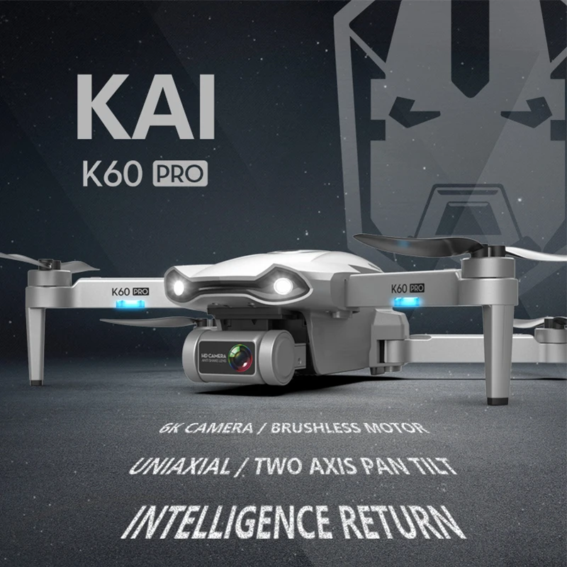 Квадрокоптер K60 Pro Радиоуправляемый 5G дюймов GPS Wi-Fi FPV камера 6K ESC HD двухосевой