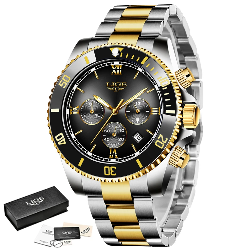 

LIGE Watch Men Watches Business Waterproof Date Watches Fashion Multifunction Stainless Steel Quartz Watch Relogio Masculino New