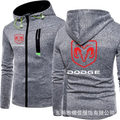

New Men Jacket for Dodge Logo Print Casual HipHop Harajuku color Hooded Fleece Sweatshirts zipper Hoodies Man Clothing