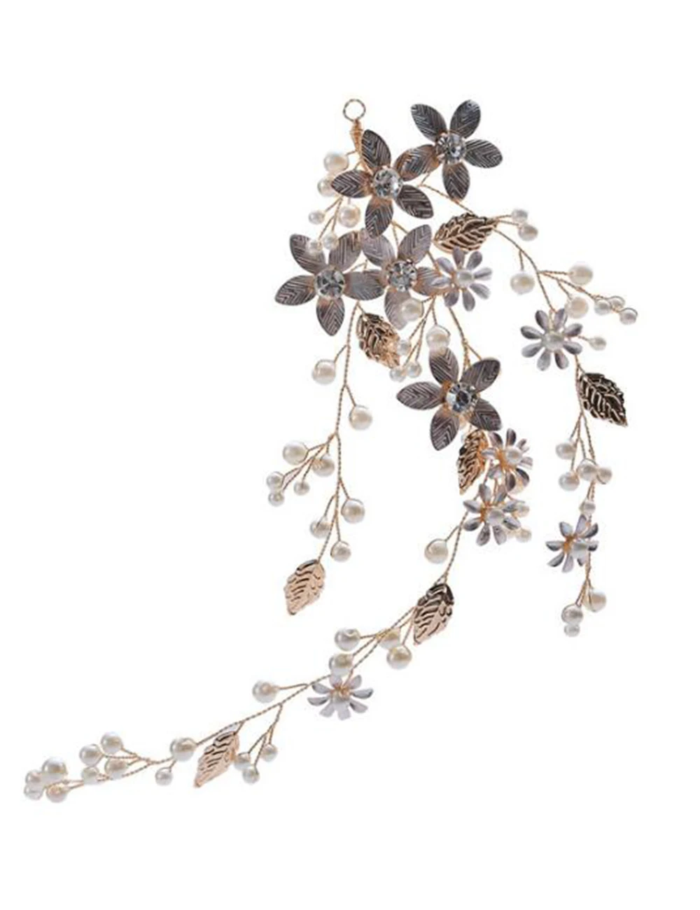 Винтажная Свадебная головная повязка с золотыми листьями и цветочным узором