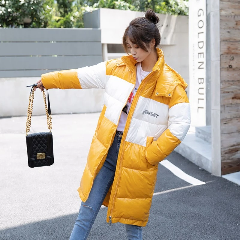 Водонепроницаемое длинное зимнее пальто для женщин новинка 2020 модная Глянцевая