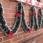 Рождественский венок из лент, гирлянда, растяжки, настенные украшения для домашвечерние на Рождество, дизайнерское украшение с бантом, подвесная гирлянда
