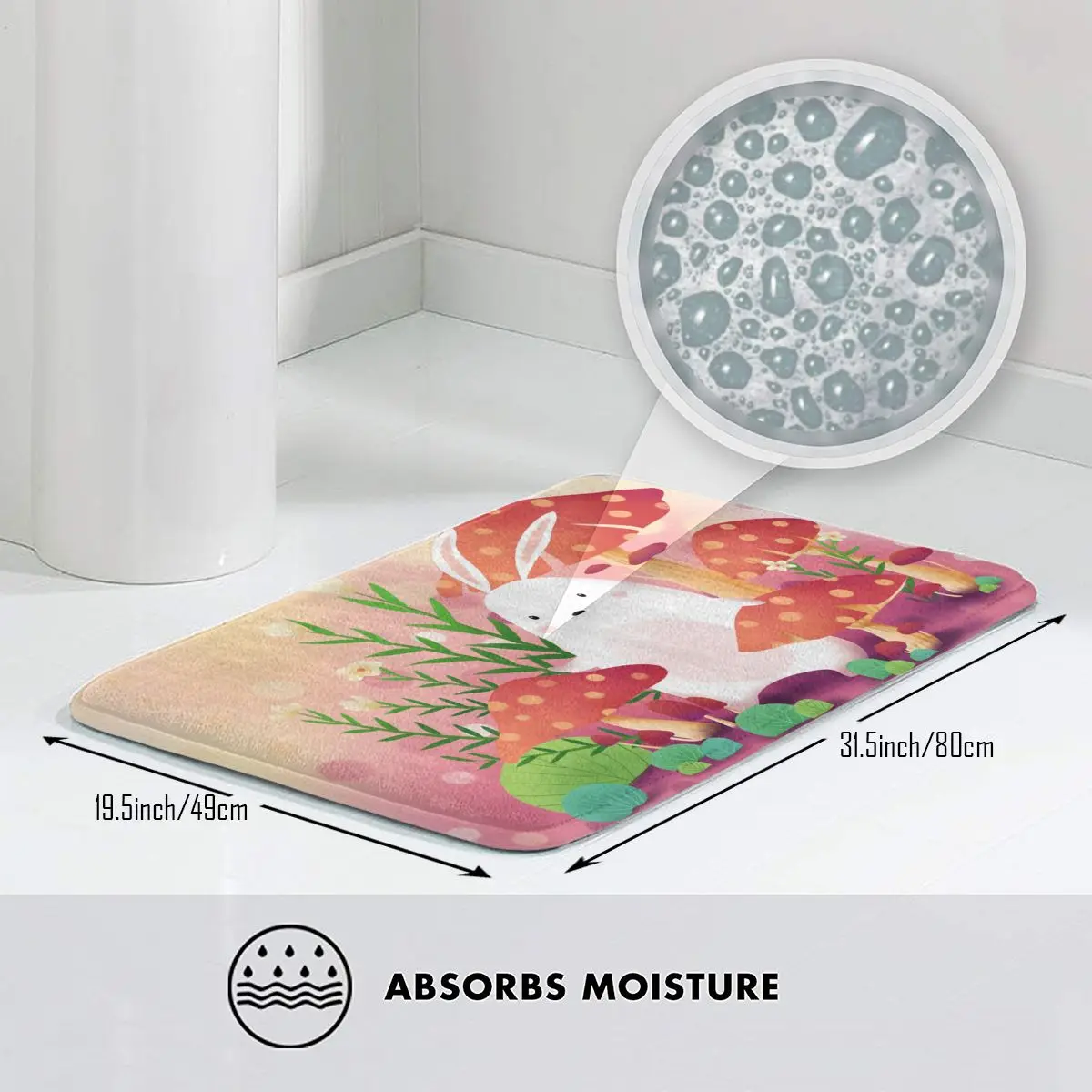 Симпатичный мультяшный Придверный коврик с кроликом и грибом для ног ванной