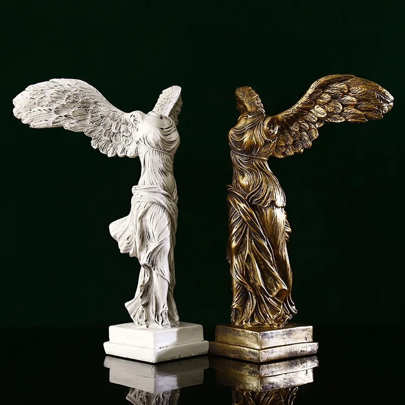 Victory Sculpture Goddess Statue Angel Decoration Indoor Figurines Room Decoration Northern Europe Decoration Art Angel Wings