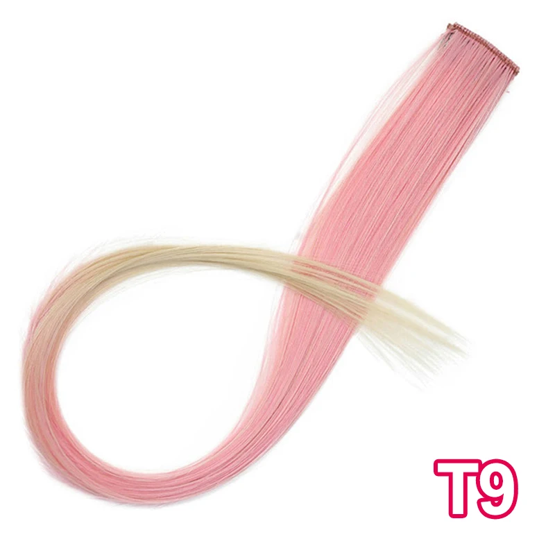 T9 AISIBEAUTY, волосы для наращивания на одной клипсе, Длинные прямые, цвета радуги, синтетические волосы для наращивания, Омбре, серый, блонд, розовый - Цвет: T9