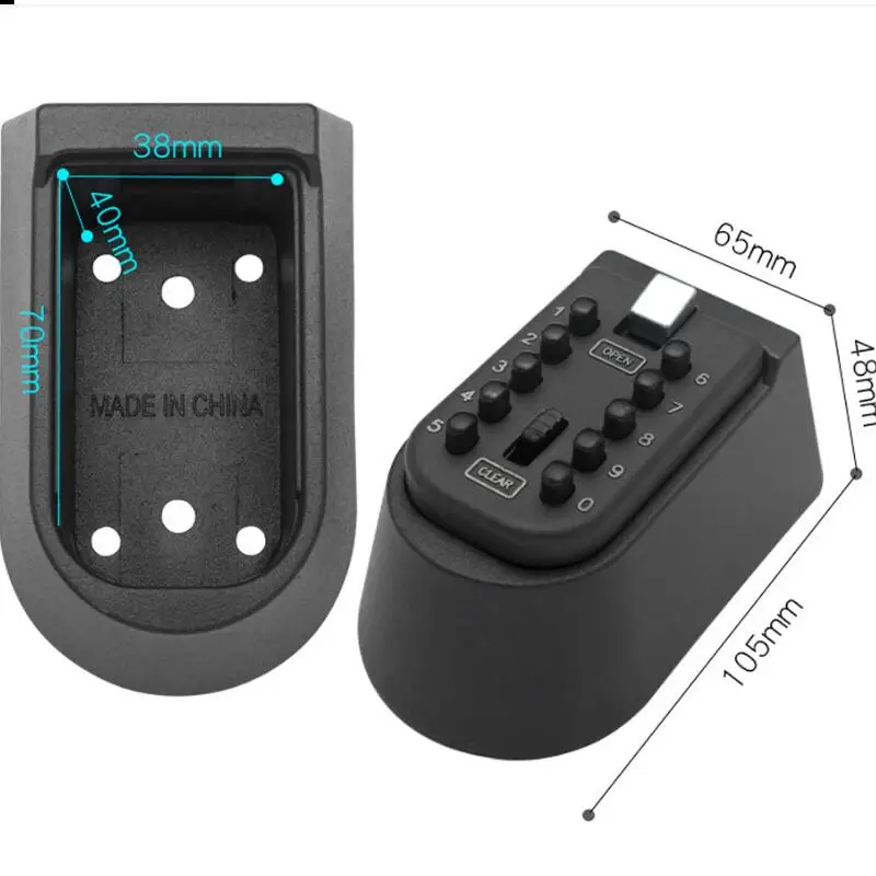 

Wall Mounted Outdoor Key Storage Lock Box 10 Digit Push-Button Combination Password Key Safe Box Resettable Code Key Holder
