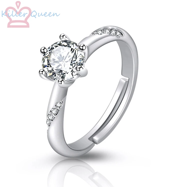 

Изысканные модные обручальные кольца серебряного цвета для женщин, модное обручальное кольцо с белым цирконом и кристаллом, ювелирные изде...