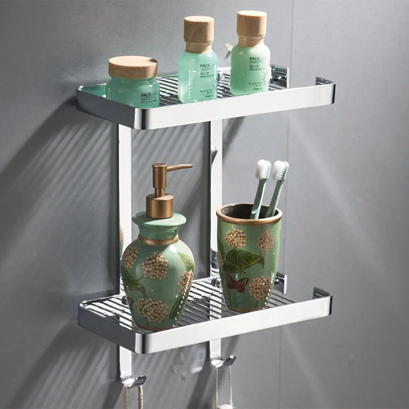

Bathroom Shelf Shower Shampoo Soap Cosmetic Shelves Brass Shower Rack Square Black/Gold Bathroom Storage Organizer Rack Holder