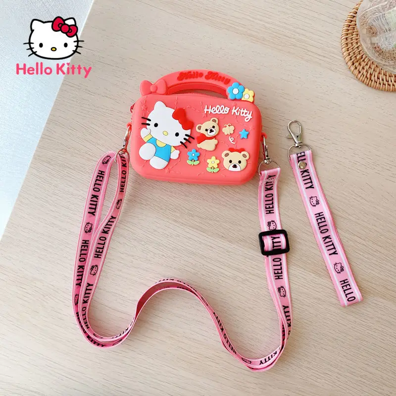 

TAKARA TOMY Cute Cartoon Hello Kitty Silicone Portable Lipstick Data Cable Storage Bag Coin Purse Children's Creative Key Case