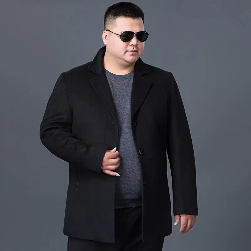 

7XL big size mens 8XL cashmere coat winter jacket manteau homme Male medium long men wool coatovercoat leisure wear overcoat