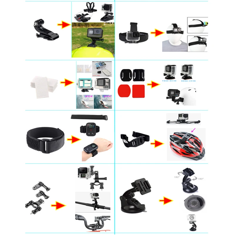50 в 1 Набор аксессуаров для Gopro Hero9 7 6 DJI osmo карман/регулируемый плечевой ремень