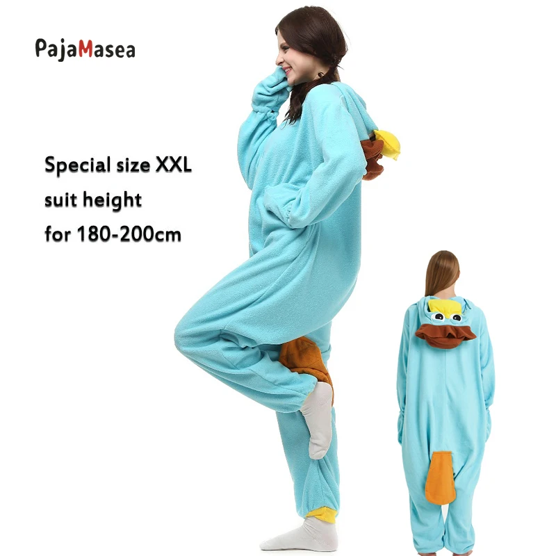

XXL PAJAMASEA Men Platypus Costume Onesie For Adults Women Girl Cartoon Pajamas Boy Men Christmas Cosplay Party Raccoon Kigurumi