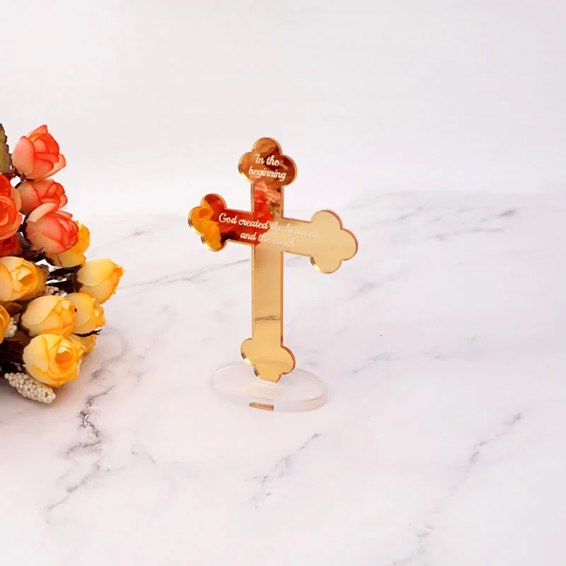 10 шт. акриловые зеркальные кресты с прозрачной подкладкой персонализированные