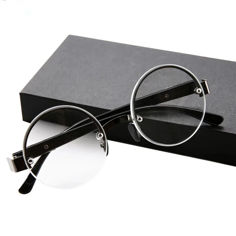 

Half-frame Round Reading Glasses Natural Crystal Glass Tired Eyesight Glasses Male High-definition Round Brown Reading Glasses