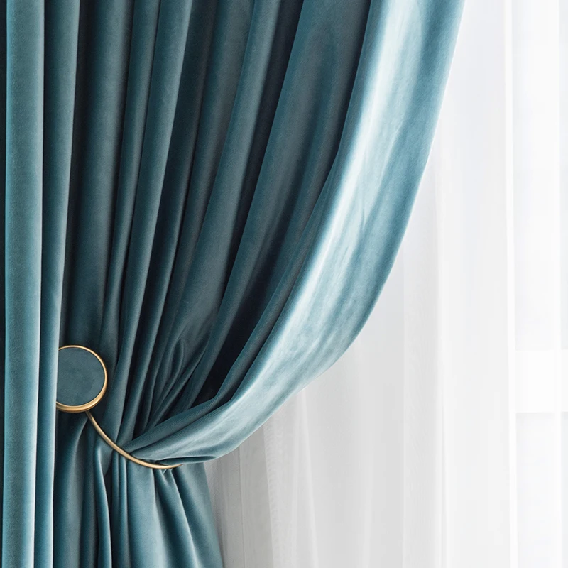 

Light Color Luxury Velvet Curtains Morandi Nordic American Modern Minimalist Living Room Bedroom Bay Window Curtains