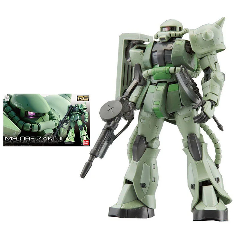 Bandai Gundam Model Kit Anime Figure RG 1/144 MS-06F Zaku 2 Genuine Gunpla Robot Model Action Toy Figure Toys for Children