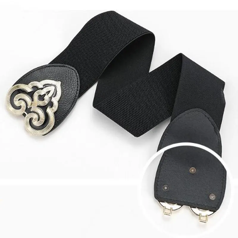 

Elegent Women Elastic Wide Belt Retro Palace Carved Buckle Women Belts Waist Straps Lady Dress Coat Sweater Decoration Waistband