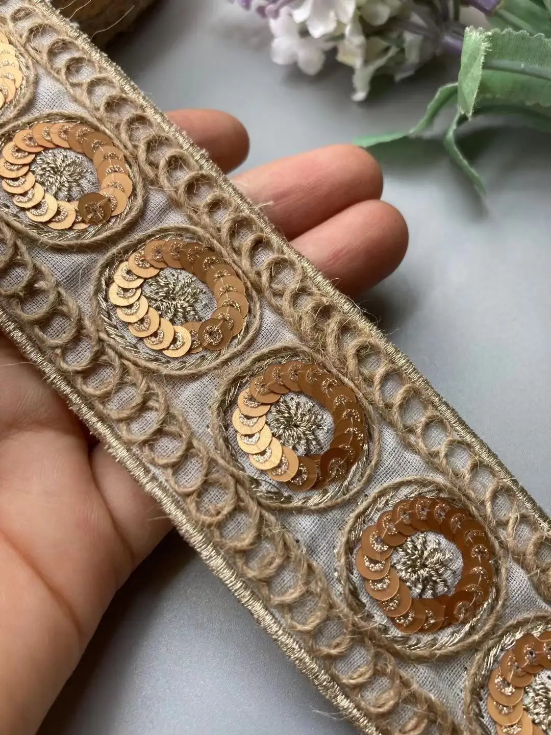 1 м белый золотой 43 мм в этническом стиле нитью блестки лямки лента модельные