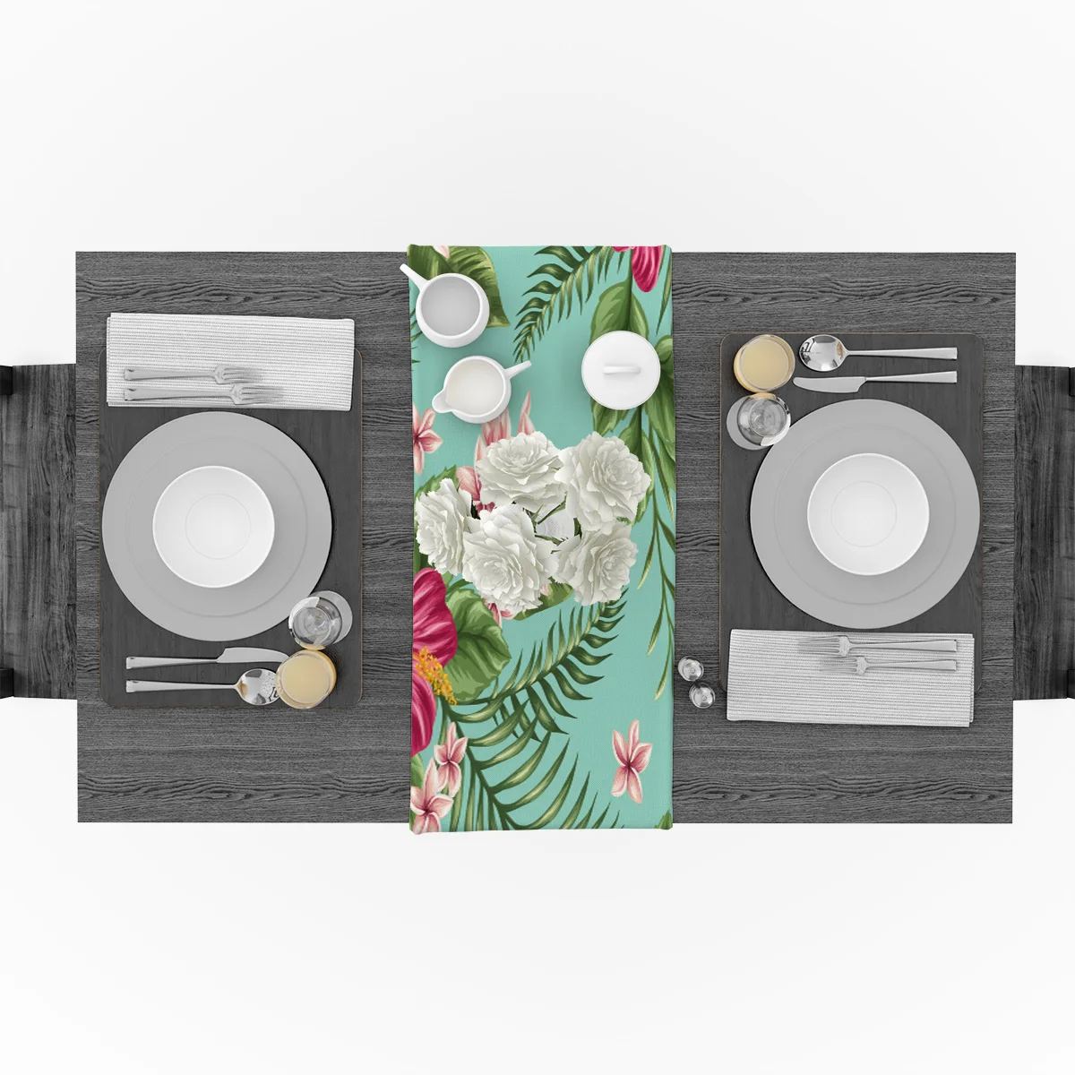 Цветочные тропические растения скатерти Винтажная настольная дорожка для