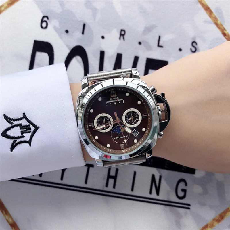 Fossil Роскошные брендовые светящиеся Мужские кварцевые наручные часы, модные мужские часы с ремешком из нержавеющей стали, мужские часы