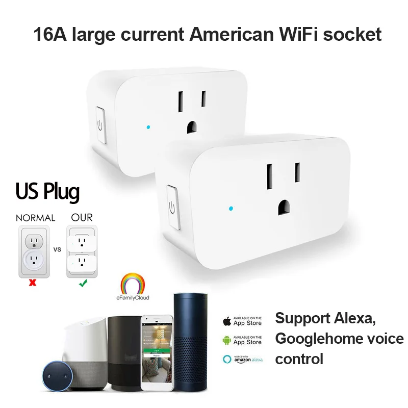 

Smart Plug WiFi Socket US Power Monitor Timing Function support iOS Android Phone App Control Work with Alexa Google Assistant
