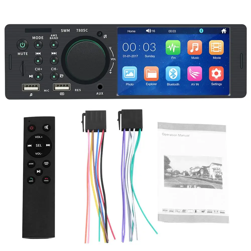 Автомагнитола 1 Din мультимедийный плеер mp5 с сенсорным экраном Bluetooth USB SD Aux FM