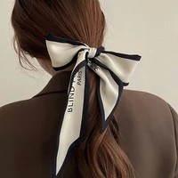 retro letter hair ribbons french elegant long headband bag strap accessories beautiful girls bow knot hair band