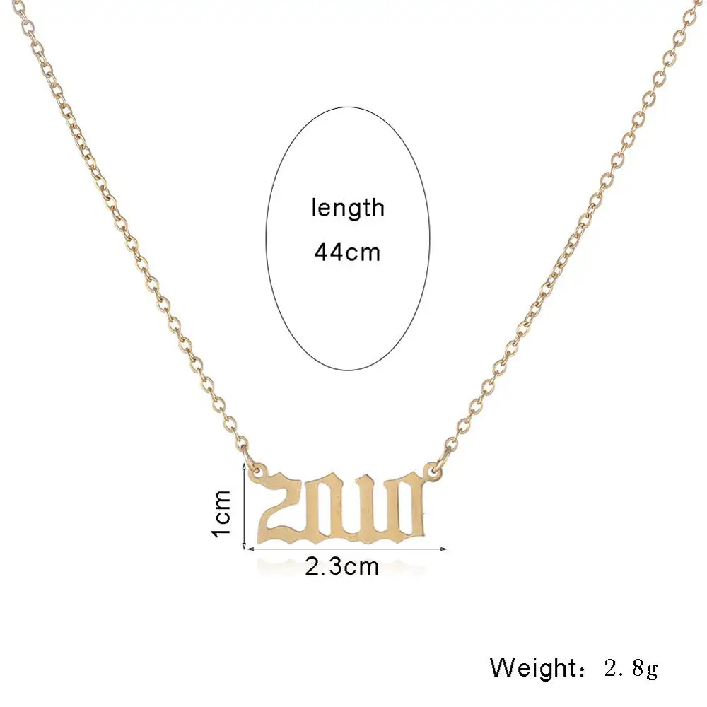 

Year Number Birth Date Necklace For Women Gold Color Chain Stainless Steel Necklace Choker 1993 1996 2000 2020 Collier Jewelry