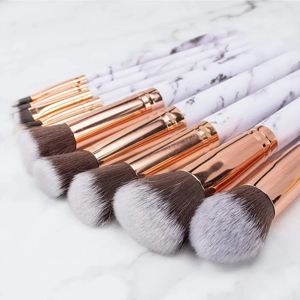 

10Pcs/Set Makeup Brushes Tool Marble Natural Lip Eyeshadow Brush Set Pincel Kit Brochas Maquillaje De Professional Maquiage B8S8