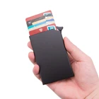 Чехол для кредитных карт с защитой от кражи, мини-держатель для карт с RFID, автоматический Выдвижной алюминиевый чехол для банковских карт