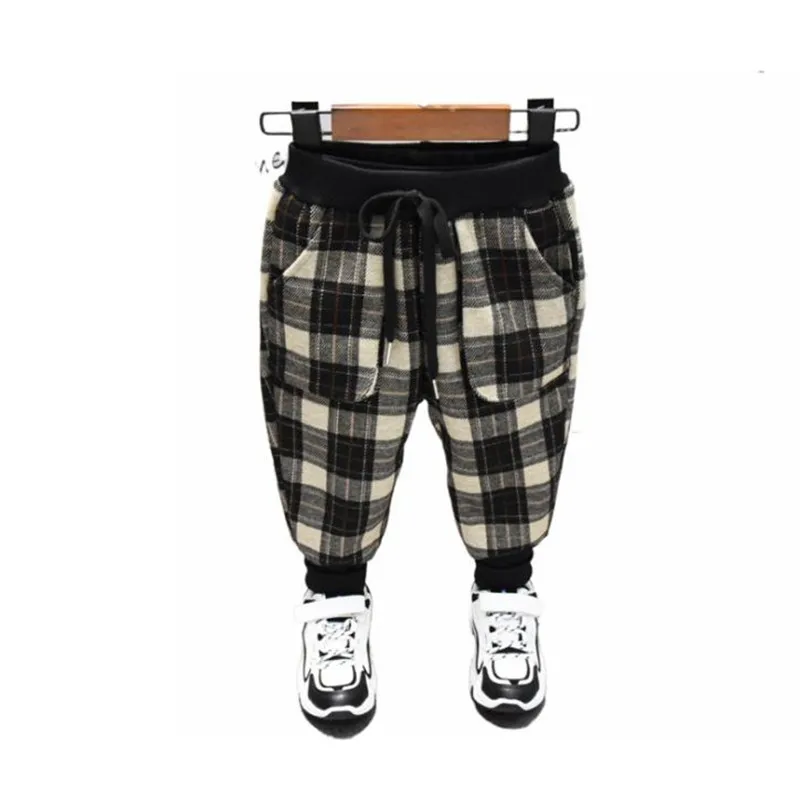 

DFXD New Winter Kids Boys Girls Long Plaid Fleece Pants Casual Warm Trousers Children Clothes Toddler Plus Velvet Pants For 2-7T