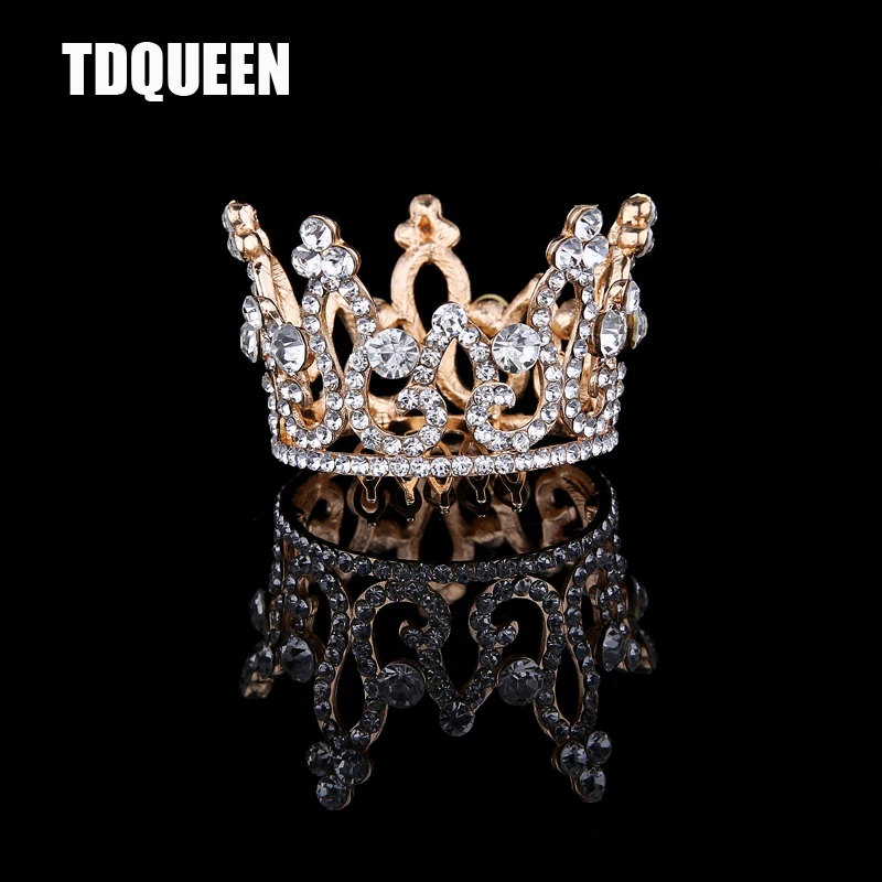 TDQUEEN тиары и короны Золотое посеребренное Покрытие Полный Круглый горный хрусталь кристалл для маленьких девочек Рождественский подарок аксессуары для волос