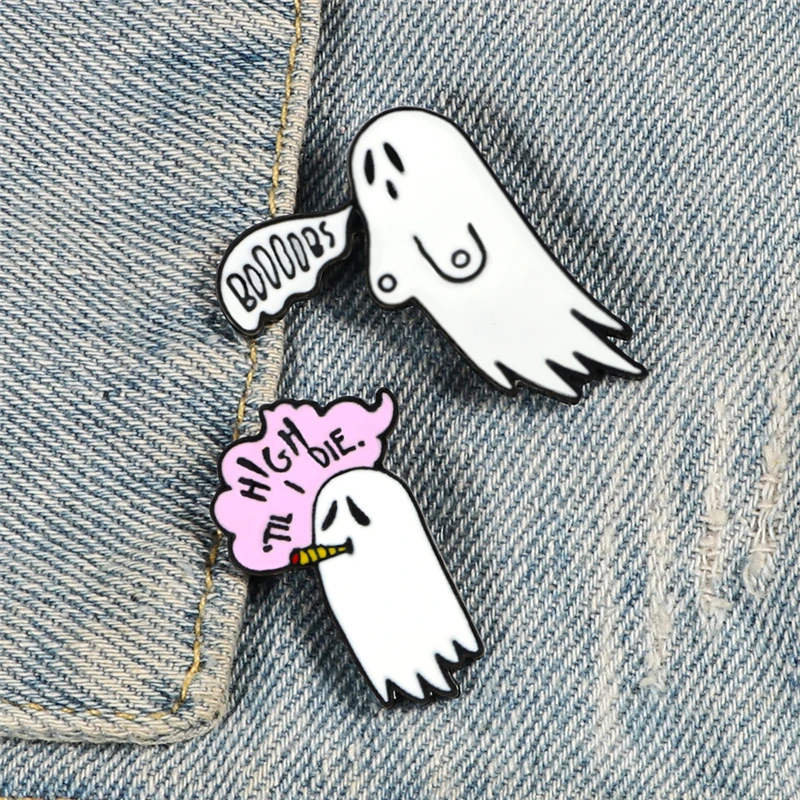 Эмалированная брошь High Till Die Smoke Ghost в стиле панк Death на сумку одежду лацкан значок