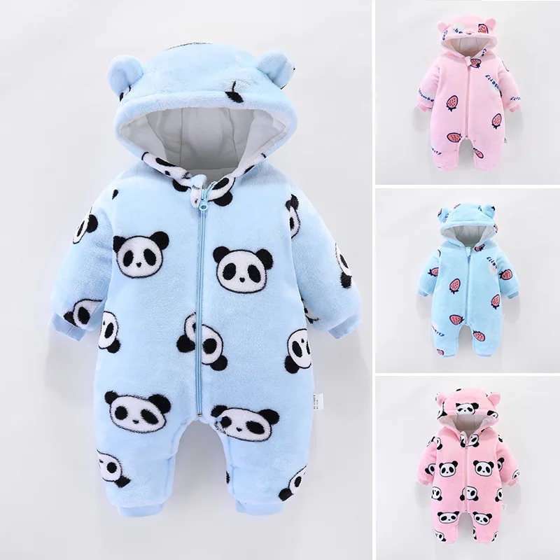 

Baby Girls Clothes Newborn Winter Hoodie Baby Cartoon Bear Snowsuit Warm Fleece Hooded Romper Jumpsuit