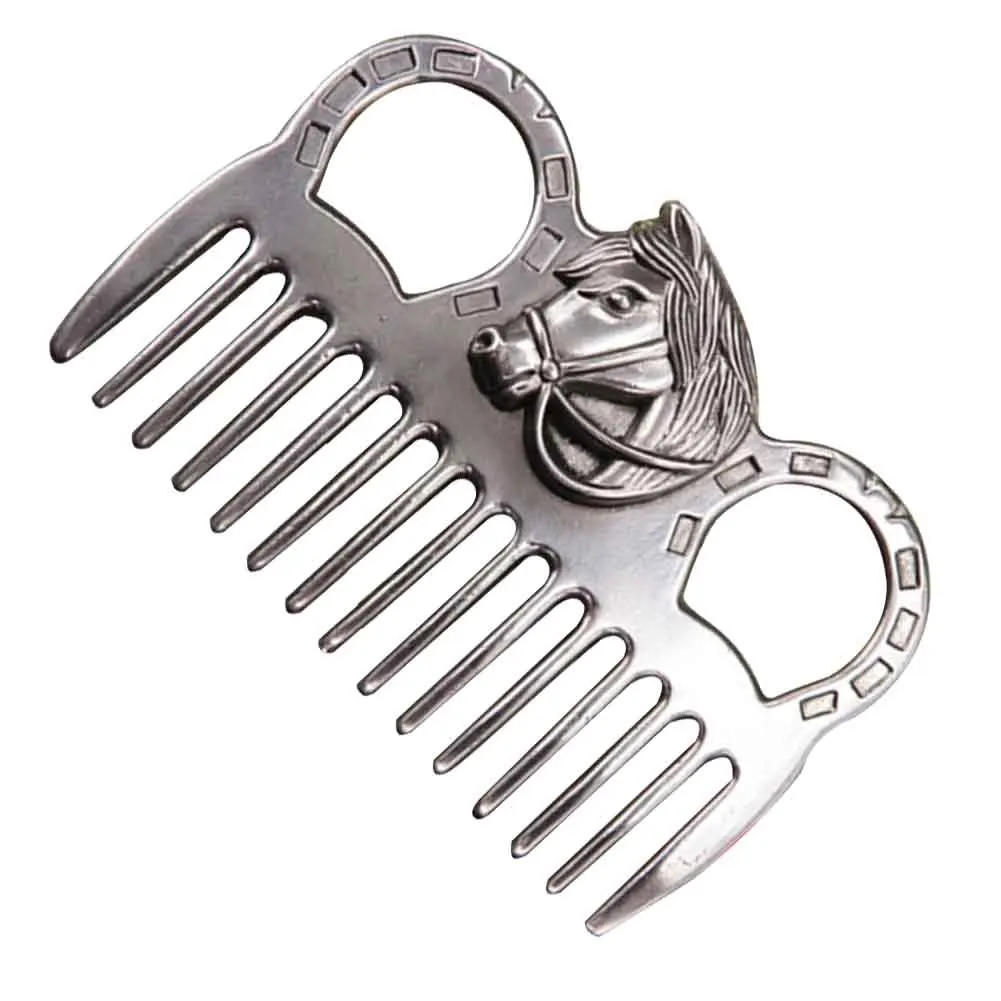 Tail Mane Polished For Grooming Ponies With Keyring Metal Brush Outdoor Horse Comb Durable Accessories Equestrian Cleaning Tool |
