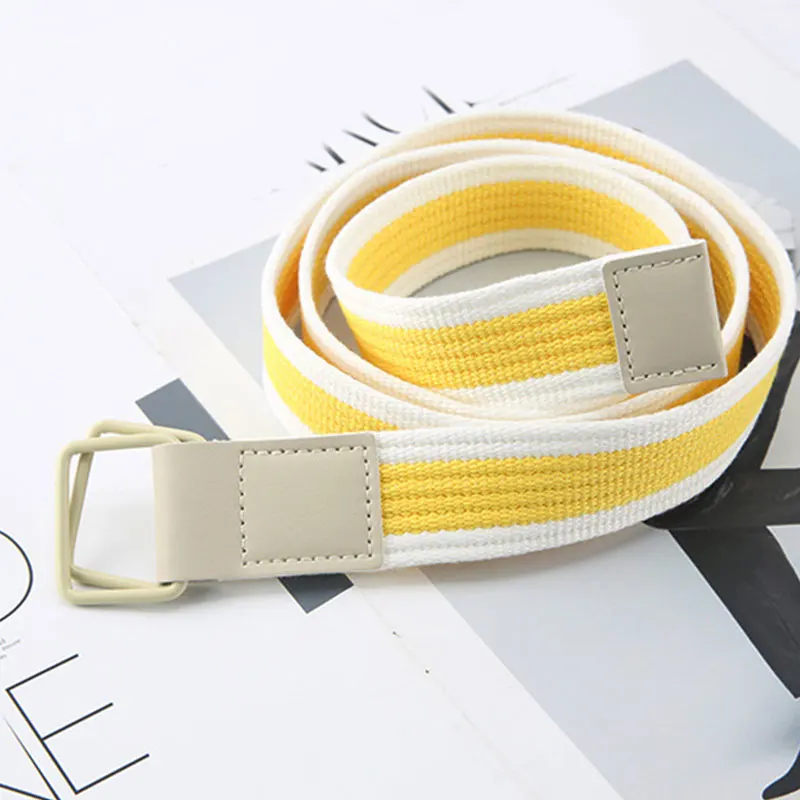 

New Fashion Canvas Cotton Weaving Women Men Child Belt Candy Colors Metal Buckle Waist Strap All-Match Jeans Belts Waistband