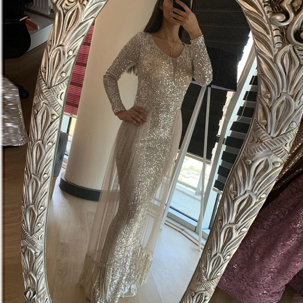 Платье макси с V образным вырезом блестками и юбкой бахромой|Вечерние платья| |