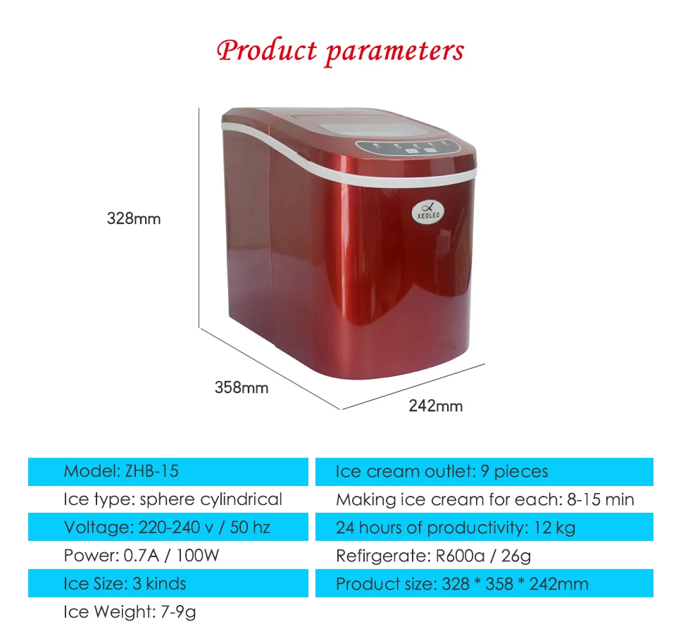 XEOLEO Mini Ice machine Electric Bullet cylindrical Ice Maker 12kg/24h Automatic Household Ice Making Machine For Milk Tea Shop