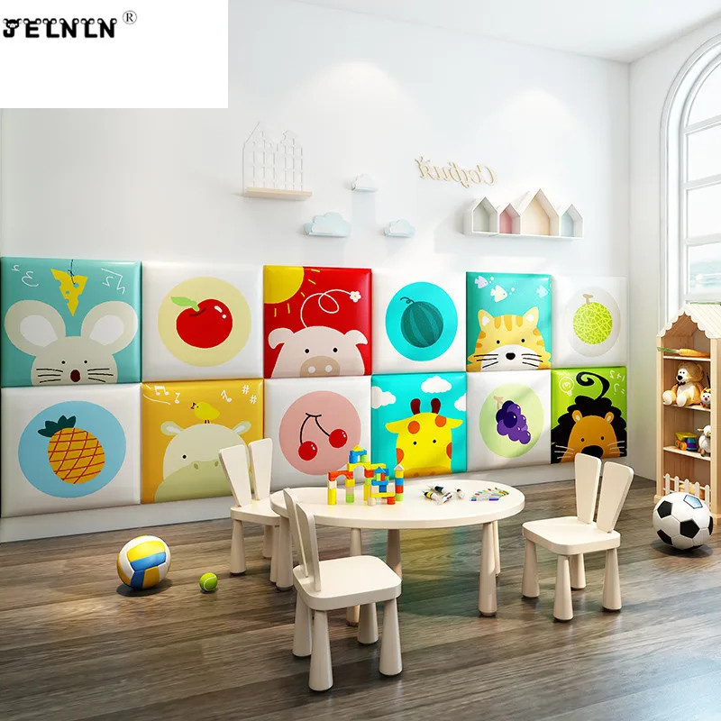 Мультяшные животные фруктовый узор детские наклейки на стену Детские обои