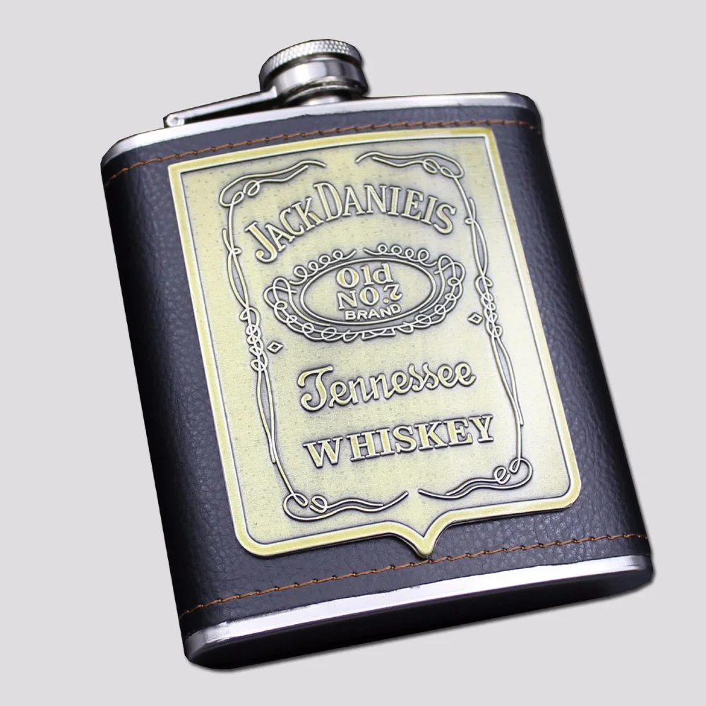 7OZ Drinkware stainless steel hip flask travel whiskey alcohol liquor bottle flagon PU Whisky Flagon Russian wine pot | Дом и сад